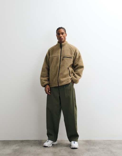 Gramicci reversable borg jacket in beige, 4 of 5