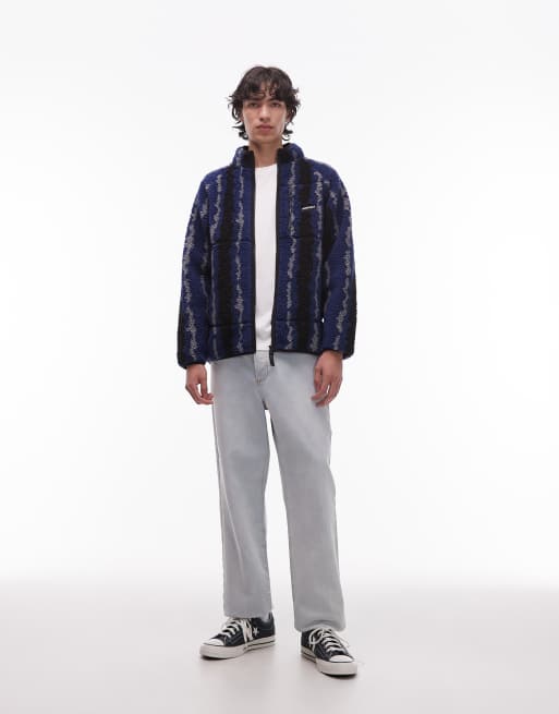 Gramicci ripple sherpa jacket in blue and black, 2 of 5