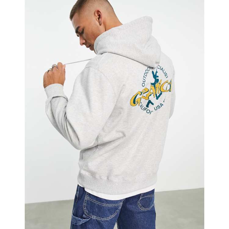 Gramicci running man back print hoodie in grey | ASOS