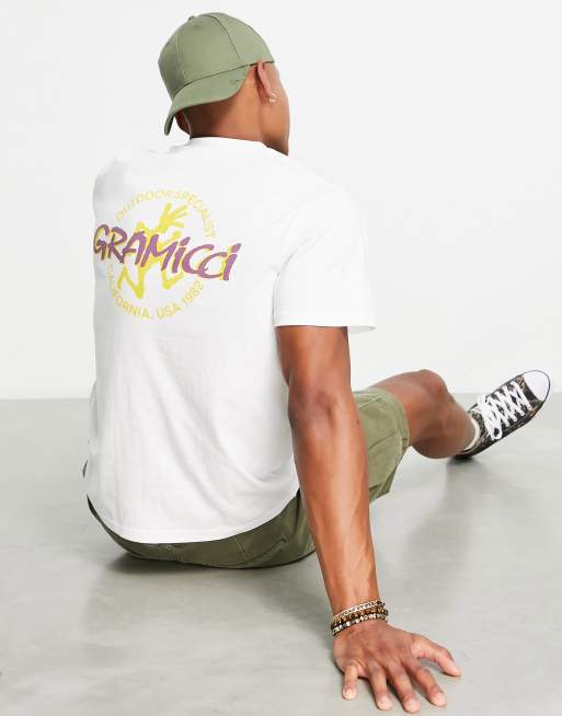 Gramicci running man back print t-shirt in white