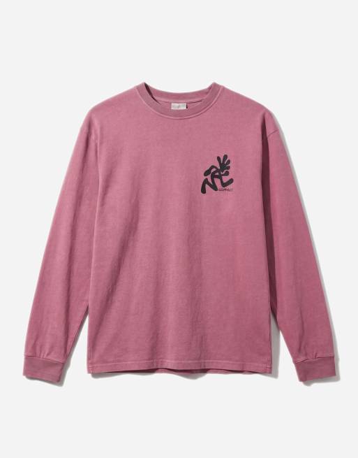 Gramicci running man long sleeve pigment dyed tee with back and chest graphic in red pigment, 6 of 7