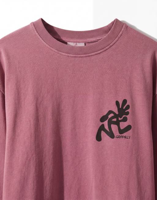 Gramicci – Running Man – Pigmentgefärbtes, langärmliges T-Shirt in Rot mit Rückengrafik, 8 von 12