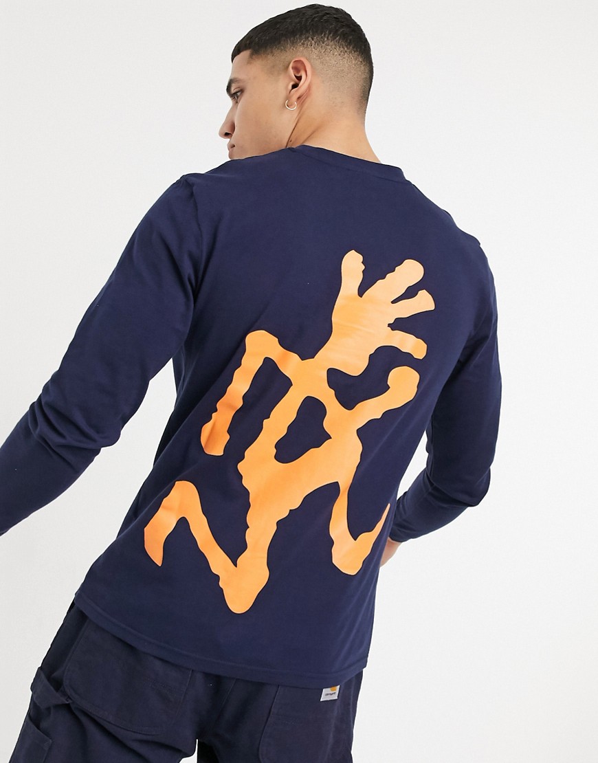 Gramicci - Running man - Shirt met lange mouwen en print in marineblauw