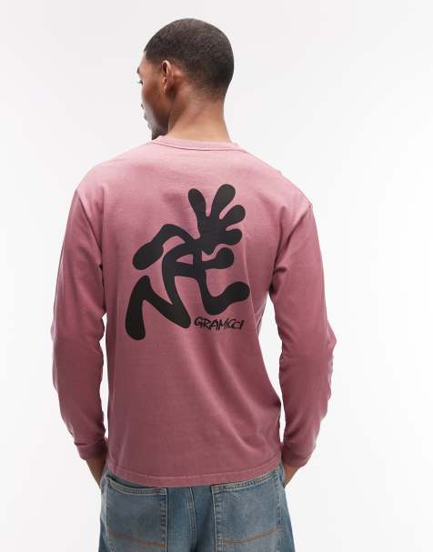Gramicci - Running Man - T-shirt met lange mouwen en pigment-dye print op de achterkant in rood pigment - view 1