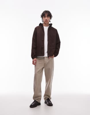 Gramicci Salem Hooded Utility Jacket In Brown