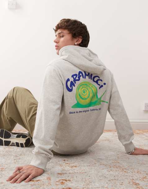 Gramicci snail graphic hoodie in gray - view 1