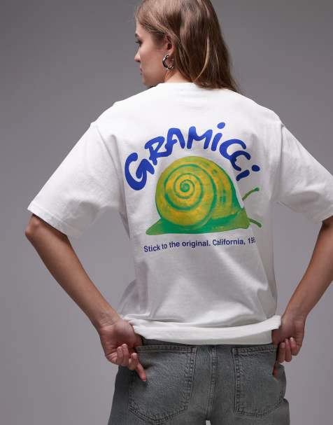 Gramicci snail graphic t-shirt in white - view 1