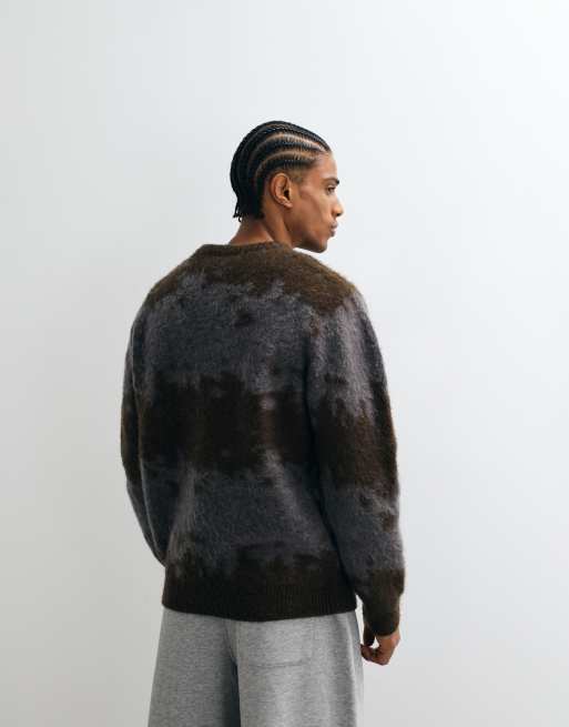 Gramicci splatter print fuzzy knit jumper in charcoal, 5 of 5