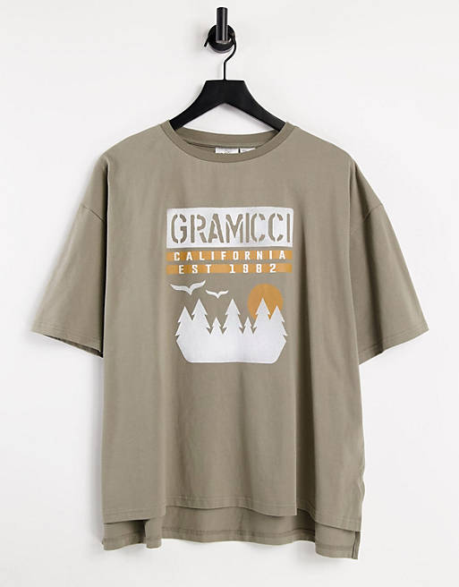 Gramicci sunset slit logo t-shirt in green