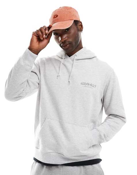 Gramicci - Sweat à capuche avec imprimé « Original Freedom » - Gris chiné - view 1