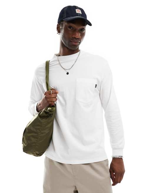 Gramicci - T-shirt a maniche lunghe bianca con tasca 