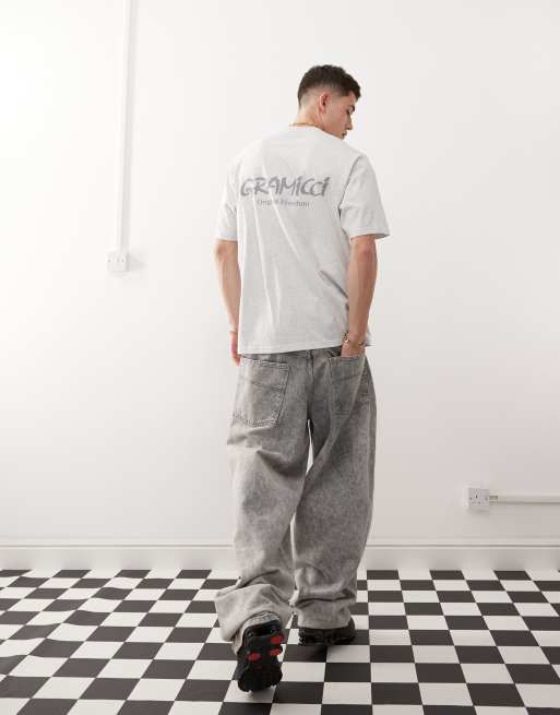 Gramicci - T-shirt color grigio mélange con grafica 