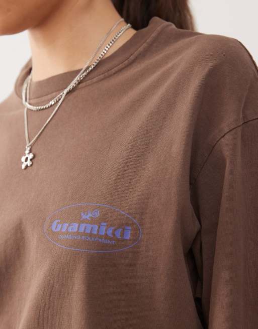 Gramicci - T-shirt marrone con grafica "Climbing Equipment", 4 di 4