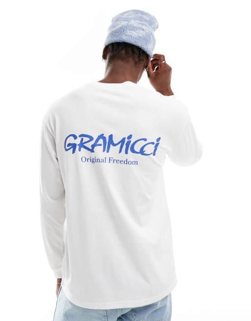 Gramicci - T-shirt met lange mouwen en 'Orginal Freedom'-print in wit, 4 van 4