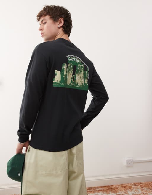 Gramicci - T-shirt met lange mouwen en Stonehenge-print in zwart
