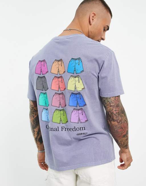 Gramicci - T-shirt met print van shorts op de rug in vervaagd paars