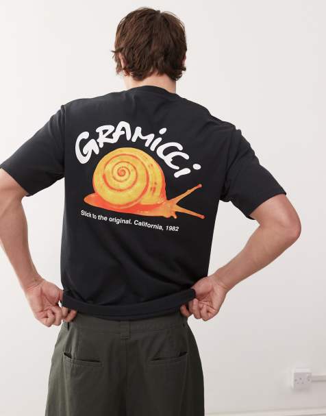 Gramicci - T-shirt nera con grafica con lumaca - view 1