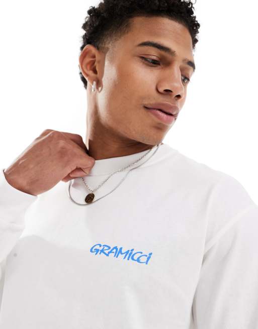 Gramicci - T-shirt unisexe en coton avec imprimé mousqueton et manches longues - Blanc, 4 de 4