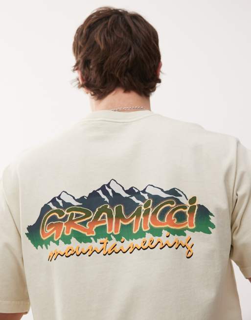 Gramicci – T-shirt w kolorze naturalnym z nadrukiem gór, 2 z 4