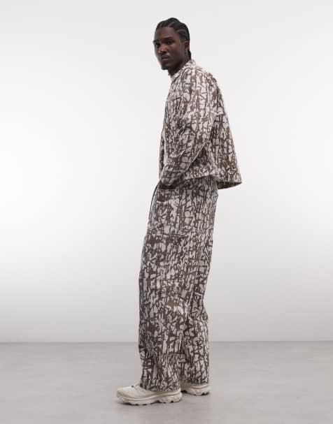 Gramicci - Taos - Ensemble veste en toile à motif et pantalon - Gris roseaux - view 1