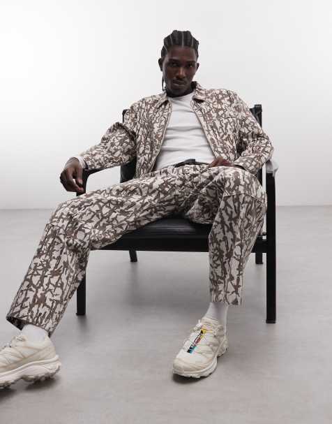 Gramicci taos patterned canvas pant co-ord in grey reed - view 1