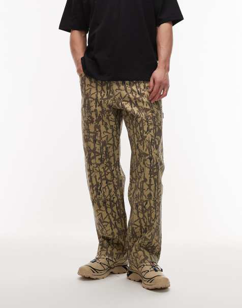 Gramicci Taos patterned canvas straight fit pants in khaki reed - view 1