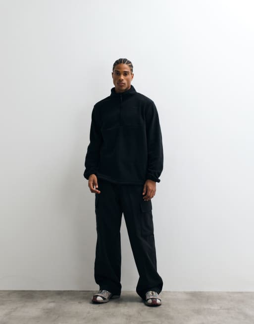 Gramicci thermal fleece quarter zip sweatshirt in black, 3 of 5
