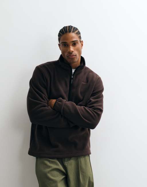 Gramicci thermal fleece quarter zip sweatshirt in brown, 2 of 5