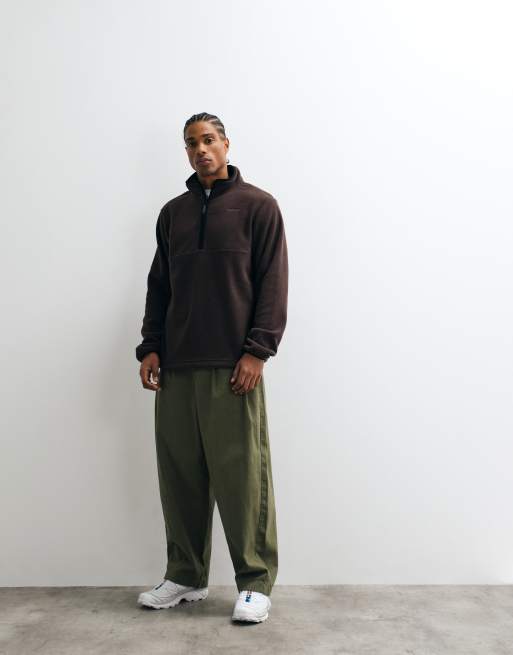 Gramicci thermal fleece quarter zip sweatshirt in brown, 3 of 5