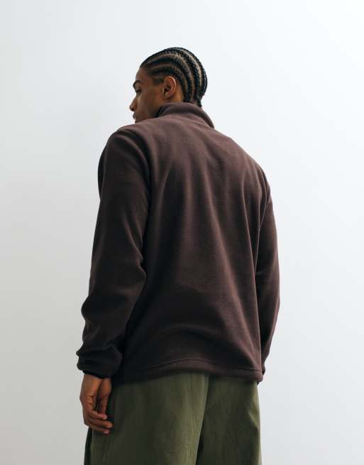 Gramicci thermal fleece quarter zip sweatshirt in brown, 5 of 5