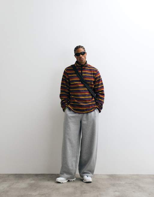 Gramicci thermal fleece quarter zip sweatshirt in multi stripe, 2 of 5