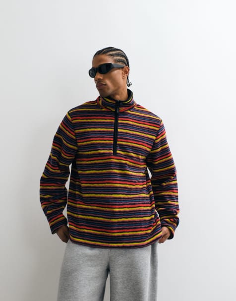 Gramicci thermische fleece sweatshirt met kwartrits en multistreep - view 1