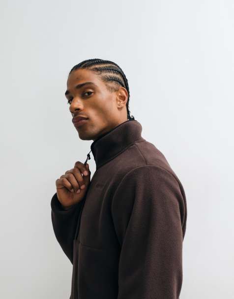 Gramicci thermische fleece sweatshirt met kwartrits in bruin - view 1