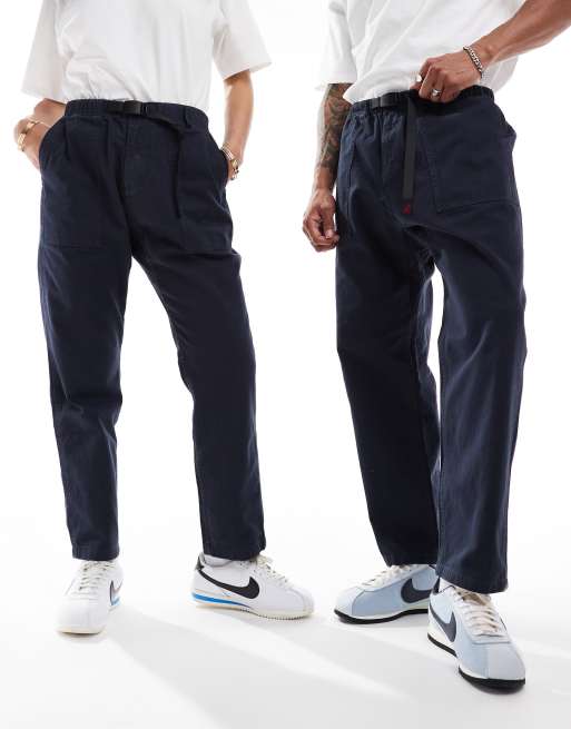 Gramicci unisex cotton loose tapered ridge pants in navy | ASOS