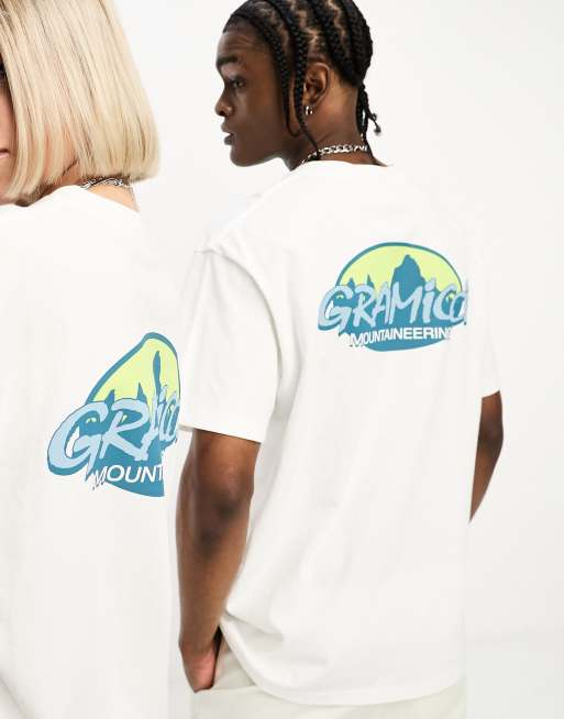 Gramicci unisex summit backprint t-shirt in white