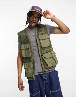 Gramicci utility fishing cargo vest in khaki-Green