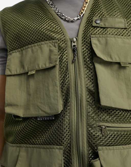 Gramicci utility fishing cargo vest in khaki