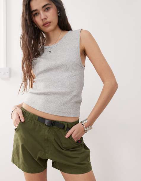 Gramicci very short shorts in green - view 1