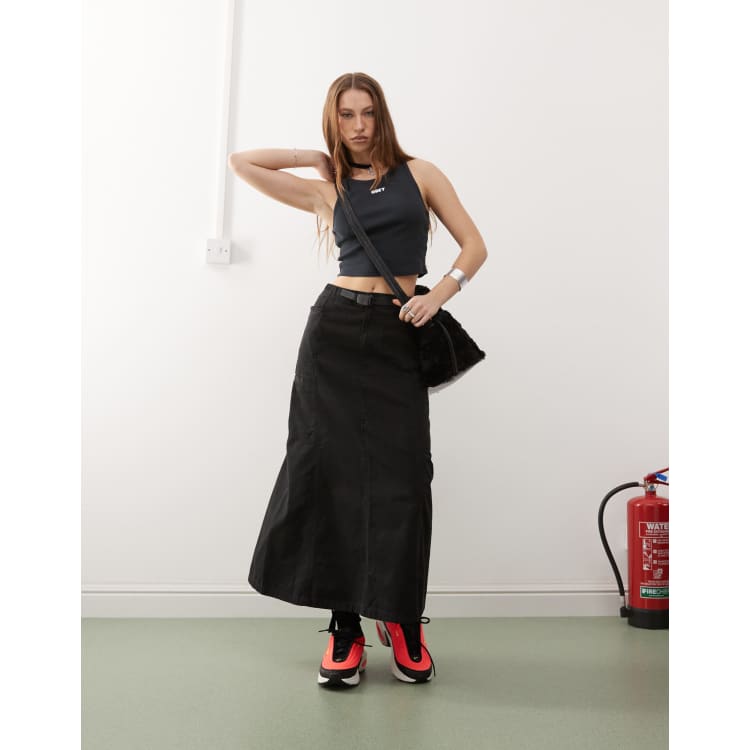 Gramicci voyager midi skirt in black | ASOS