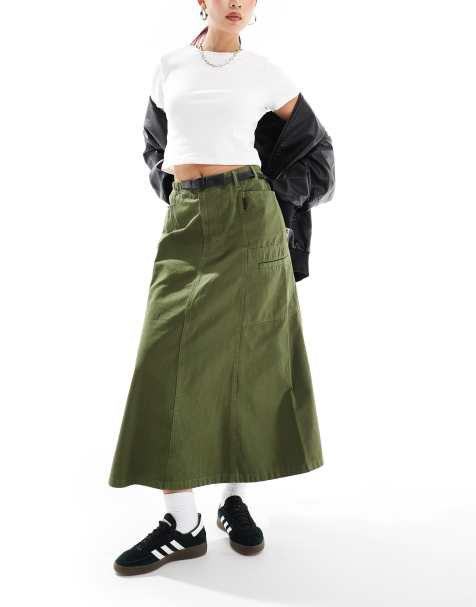 Gramicci Voyager midi skirt in olive - view 1