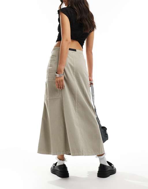 Gramicci voyager midi skirt in pigmented oat