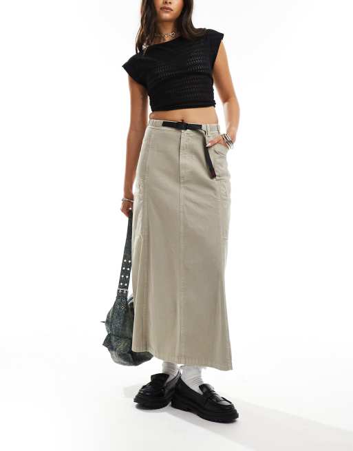 Gramicci voyager midi skirt in pigmented oat