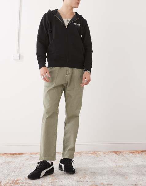 Gramicci loose tapered ridged pants in green