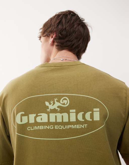 Gramicci – Zielony T-shirt z nadrukiem „Climbing Equipment“, 4 z 4
