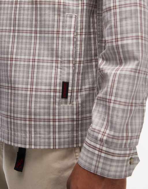 Gramicci zip up checkered garage jacket in natural , 5 of 5