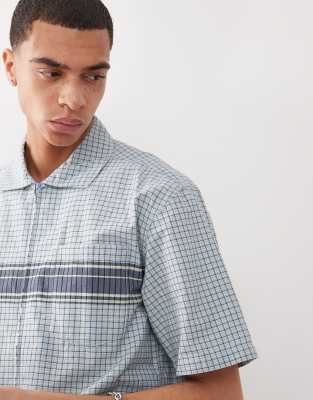 Gramicci Zip Up Wave Shirt In Blue