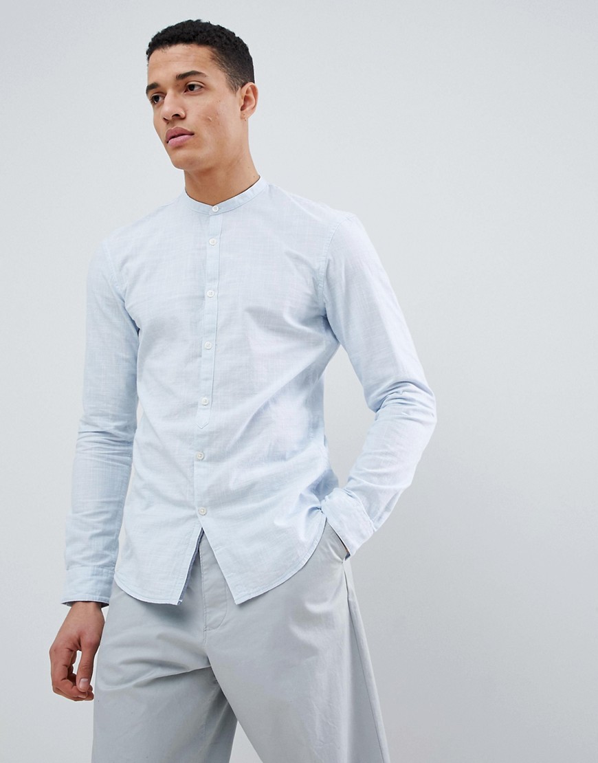 Granddad-skjorte med lange ærmer i 100 % bomuld fra Tom Tailor-Blå