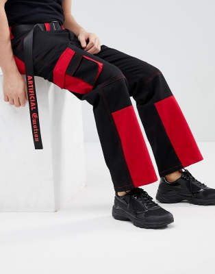 red black cargo pants