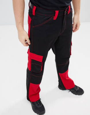 red and black cargo pants