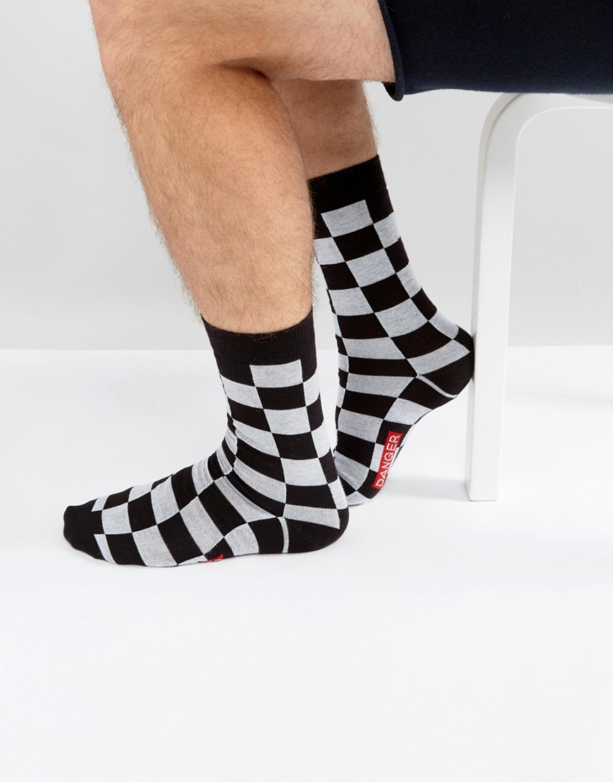 Granted Socks In White Checkerboard